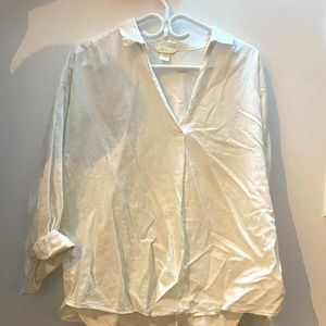 Oversized linen shirt - white, size 10 , H&M